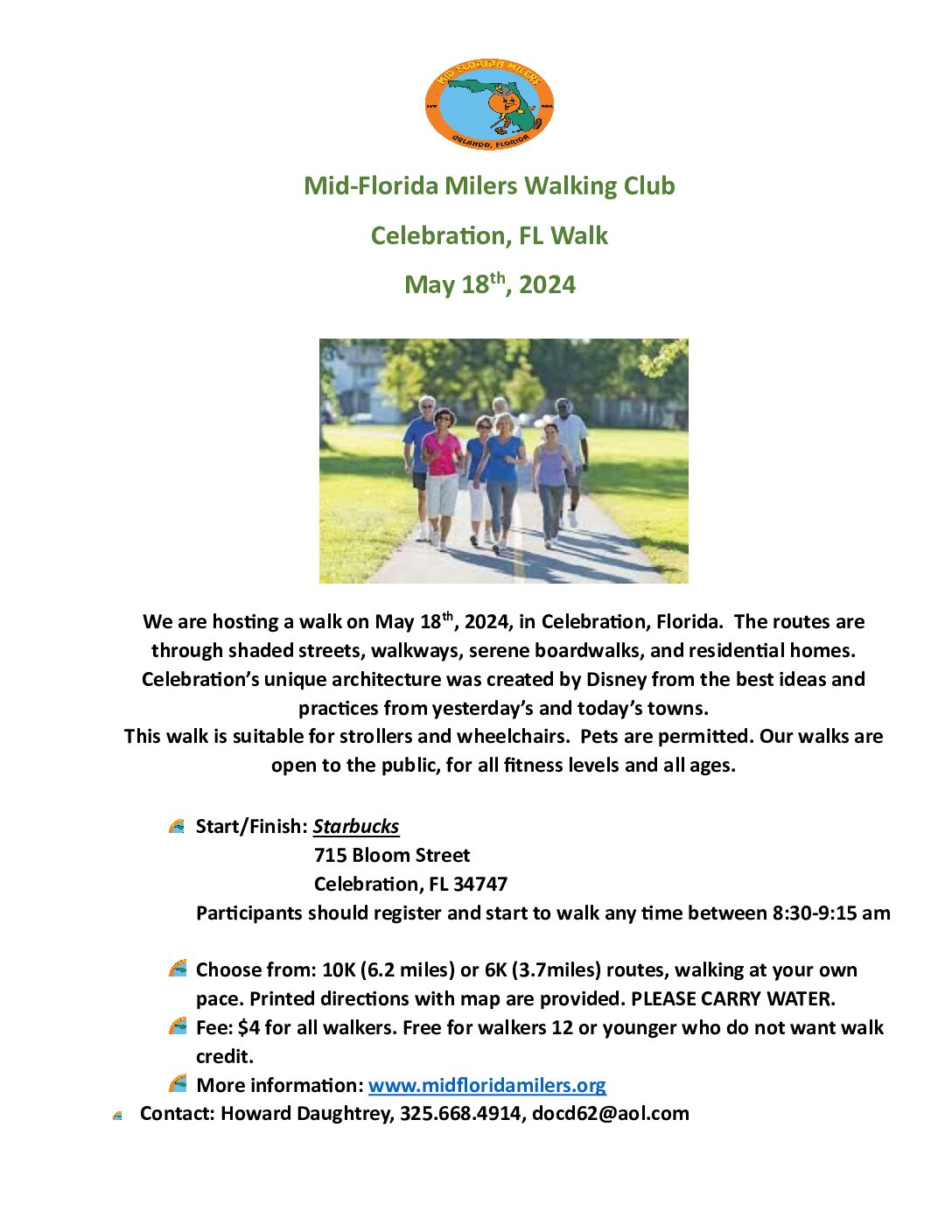 Mid-Florida Milers Walking Club @ Celebration